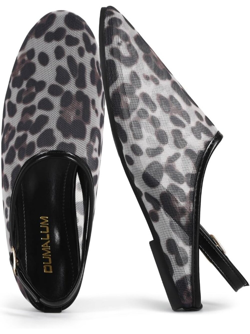 Women's Black Leopard Ballet Flat Mary Jane Animal Print Casual Comfortable Shoe - Picture 4 of 7